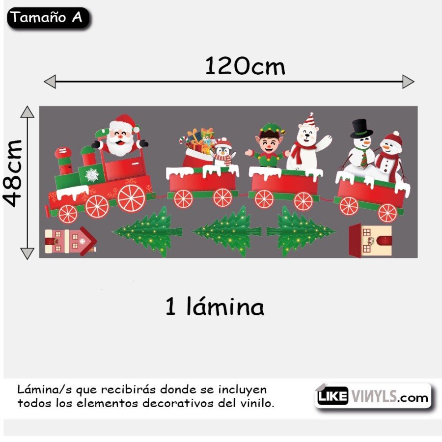 Vinilo Navidad: Papa Noel y su tren
