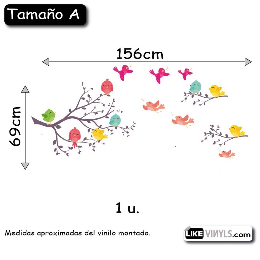 Vinilo pájaros con sus ramas