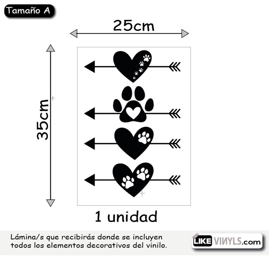 Vinilo para vehículos coches: mascota, flechas y corazón