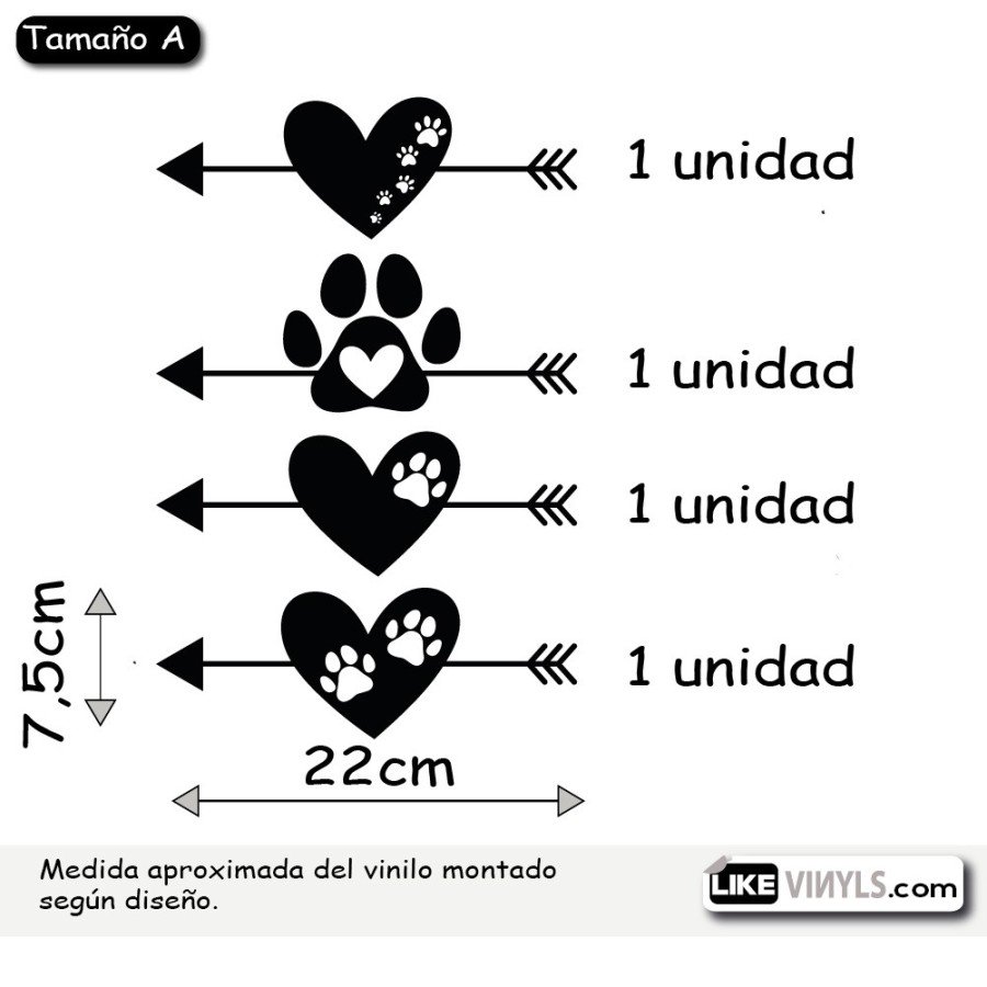 Vinilo para vehículos coches: mascota, flechas y corazón