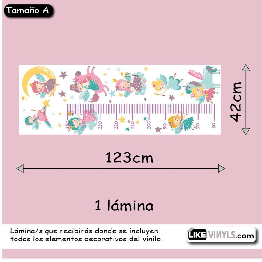 Vinilo medidor: princesas y unicornios