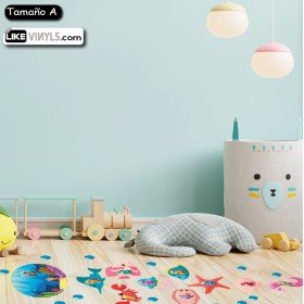 VINILO SUELO JUEGO NIÑOS PECES