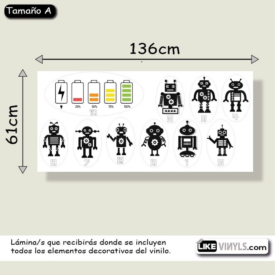 Vinilo rayuela: robots