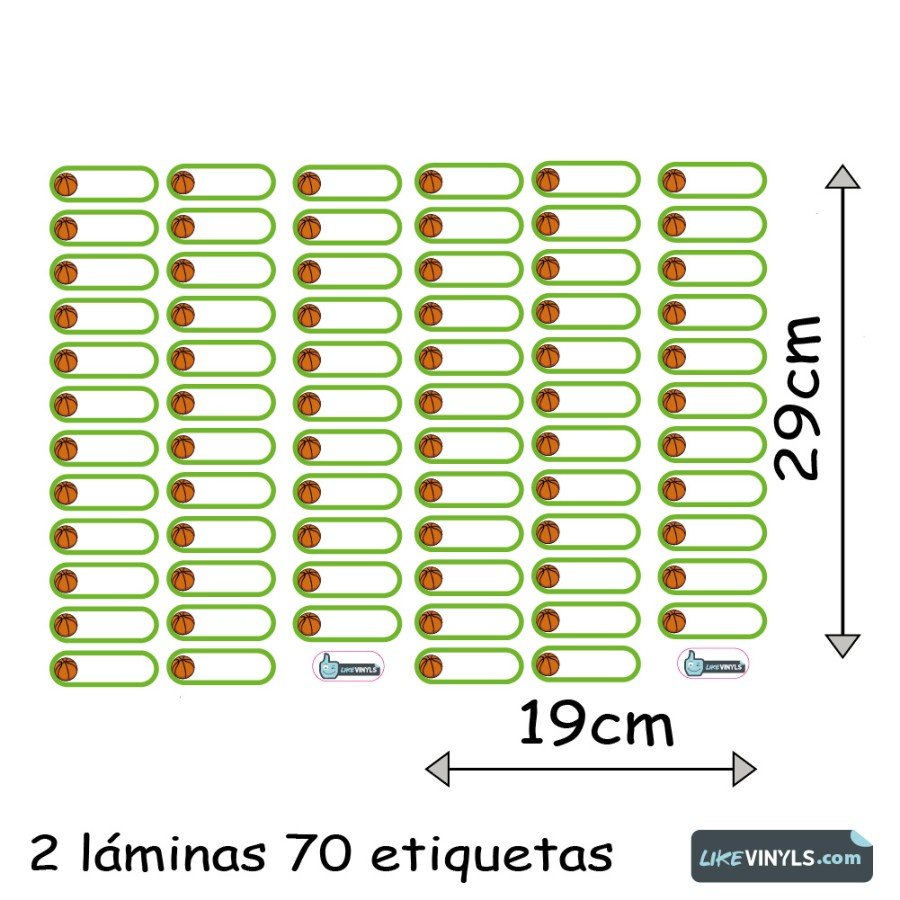 Etiquetas para ropa: balón básquet ( 70 uds )