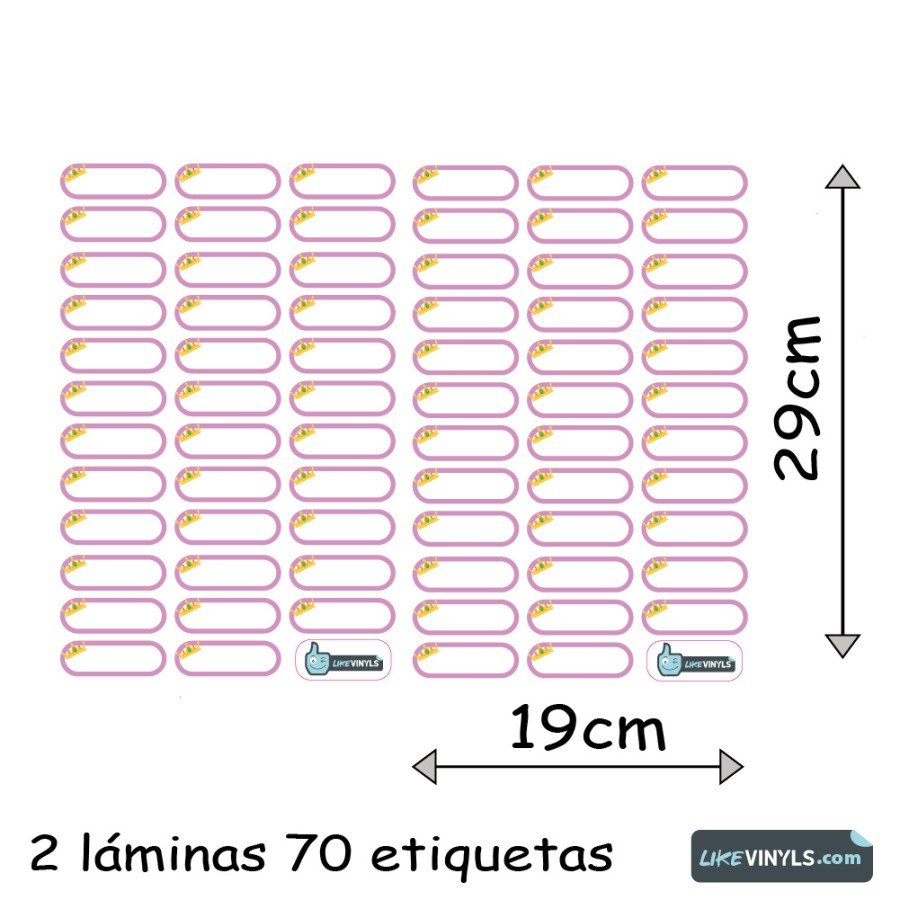Etiquetas para ropa: corona de princesa ( 70 uds )