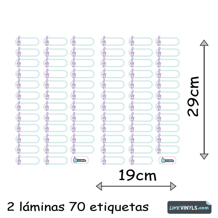 Etiquetas para ropa: nota musical ( 70 uds )