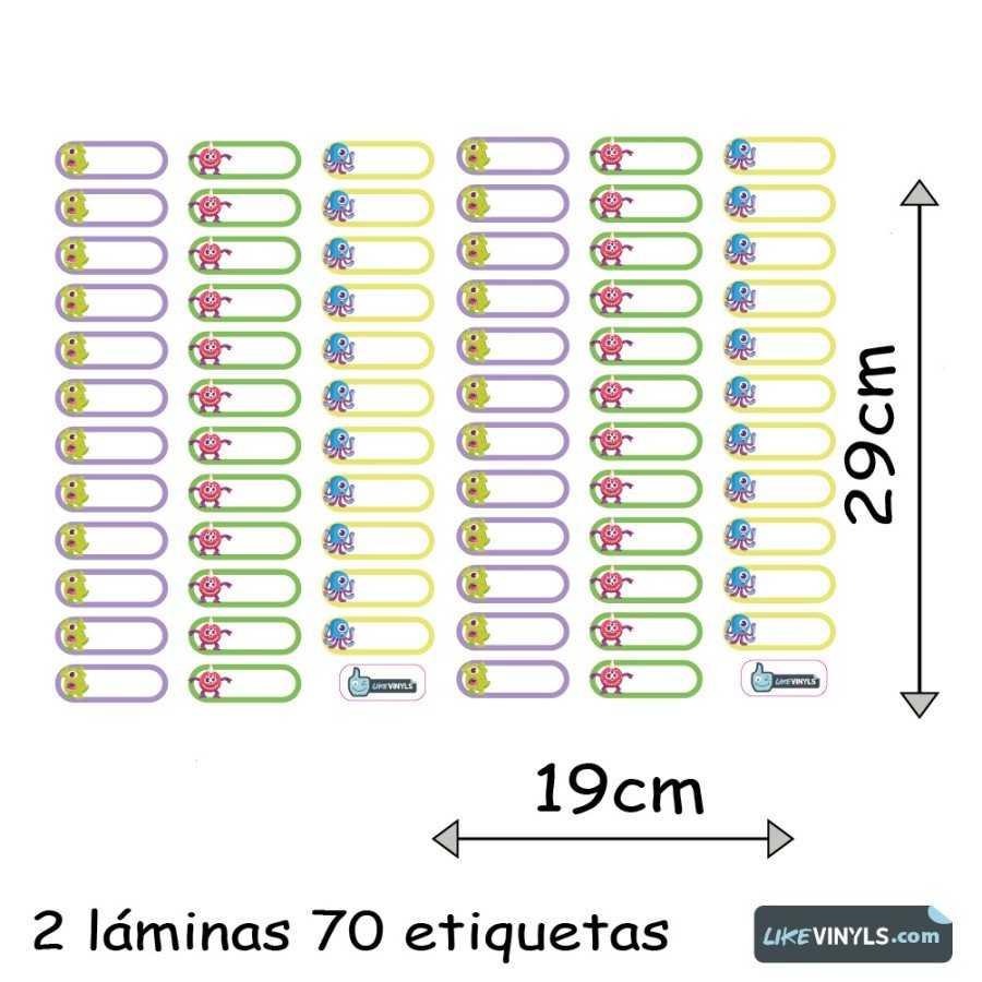 Etiquetas para ropa: monstruos ( 70 uds )