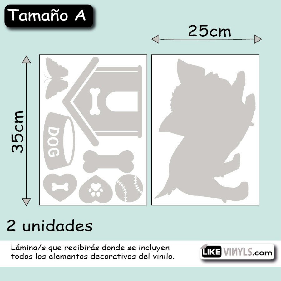 Vinilo translúcido al ácido: perrito con casita