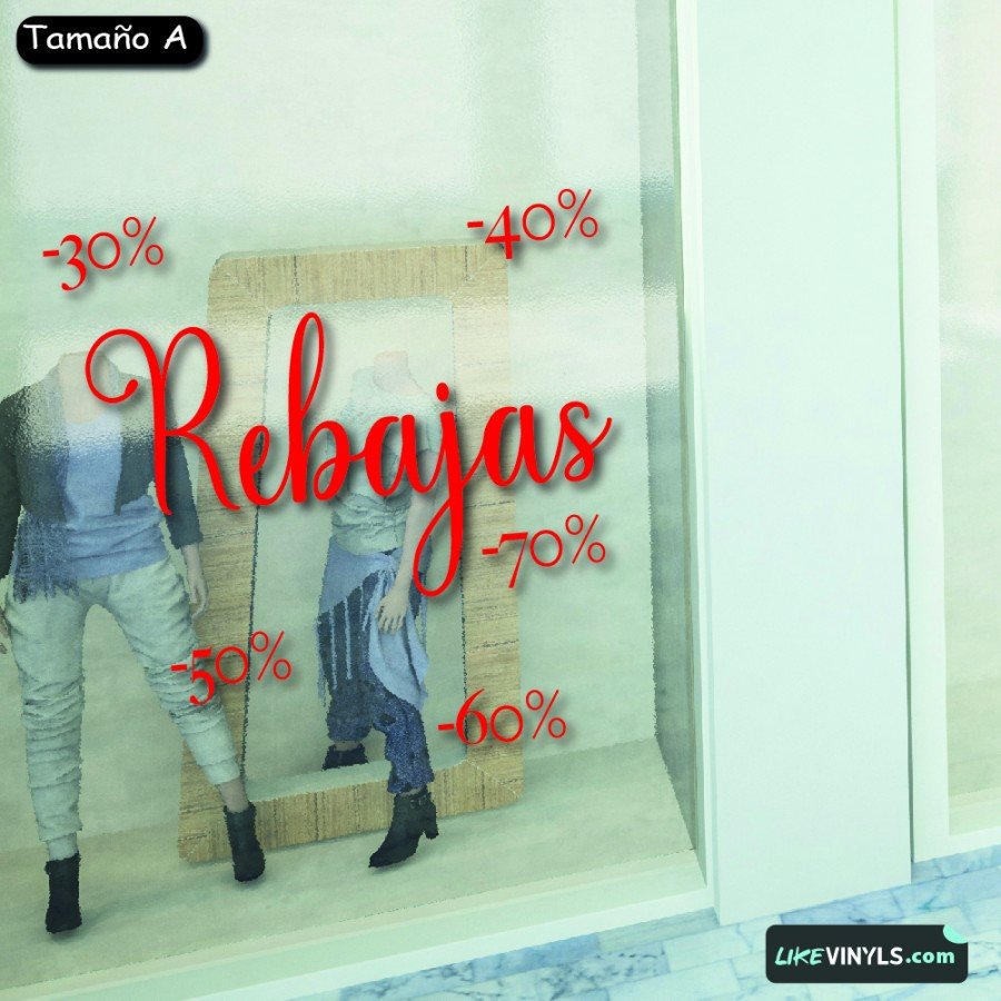 Vinilo rebajas para escaparate texto