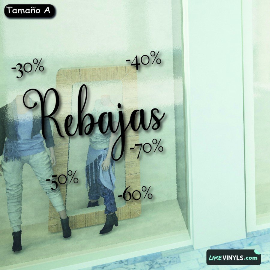 Vinilo rebajas para escaparate texto