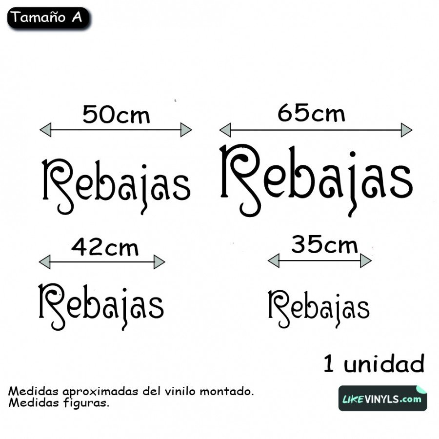 Vinilo rebajas para escaparate textos