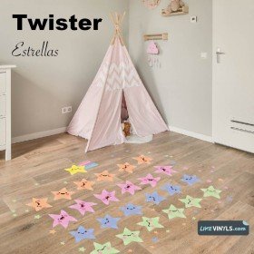 vinilo suelo juego twister estrellas