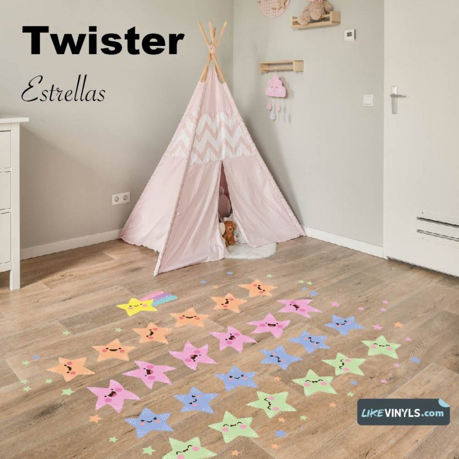 vinilo suelo juego twister estrellas