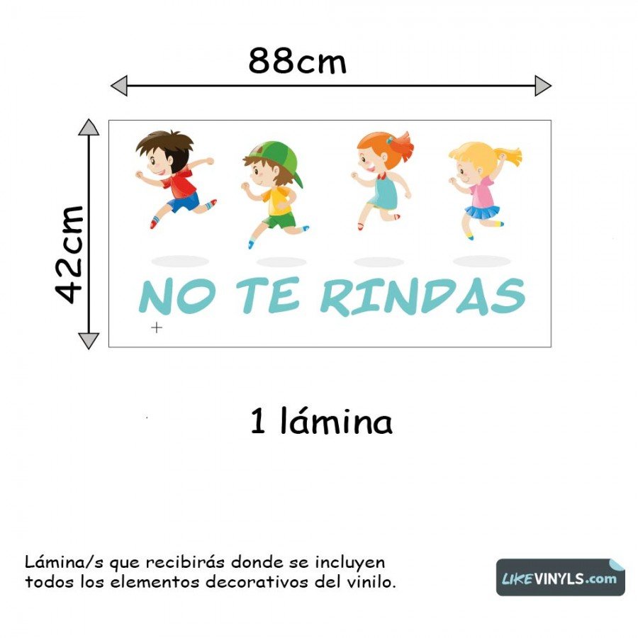 Vinilo infantil frase motivadora : No te rindas