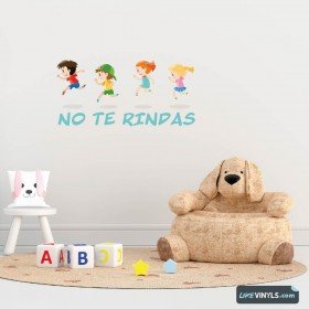 Vinilo pared motivación infantil no te rindas