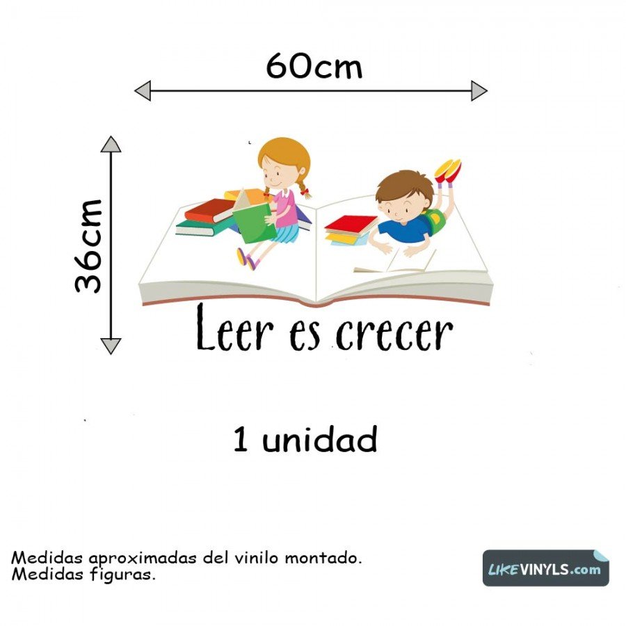 Vinilo infantil frase motivadora : Leer es crecer