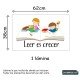 Vinilo infantil frase motivadora : Leer es crecer