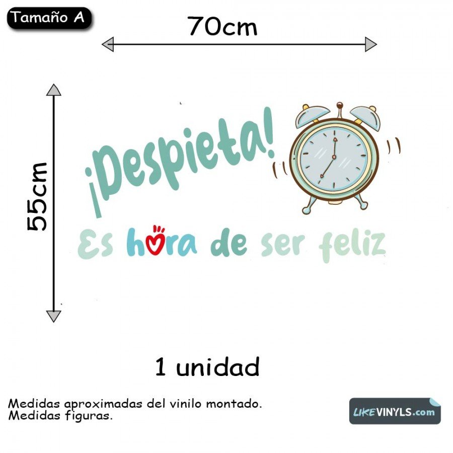 Vinilo infantil frase motivadora : Despierta es hora de ser feliz oso panda