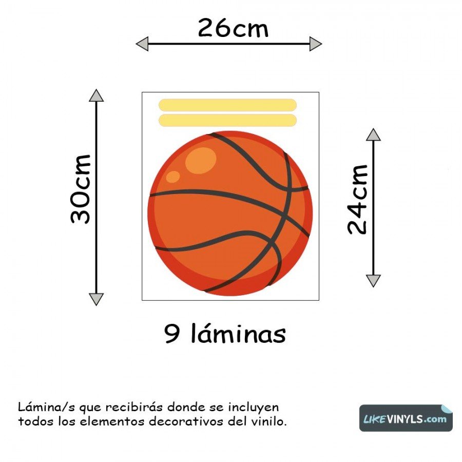 Vinilo adhesivo suelo juego 3 en raya baloncesto