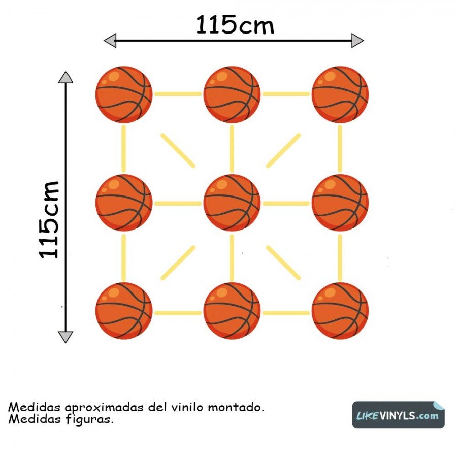 Vinilo adhesivo suelo juego 3 en raya baloncesto