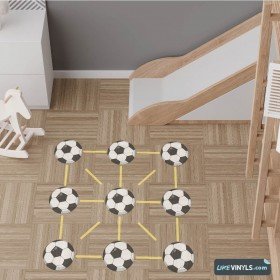 Vinilo adhesivo suelo juego infantil 3 en raya fútbol