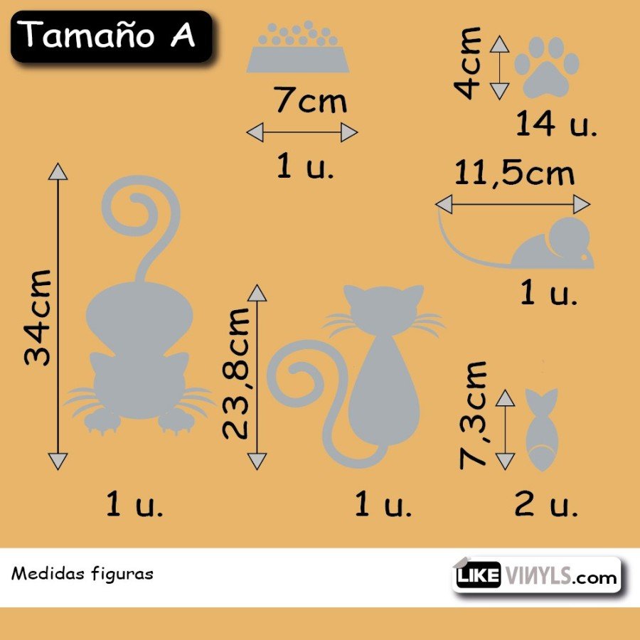 Vinilo translúcido: gatos y ratón