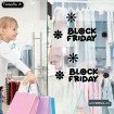 Divertido vinilo adhesivo con flores Black Friday para escaparate de tienda infantil