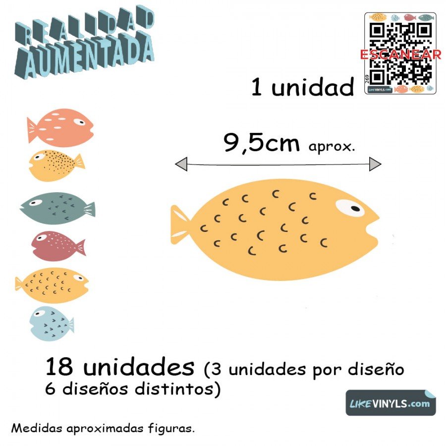 Realidad aumentada con vinilo adhesivo peces