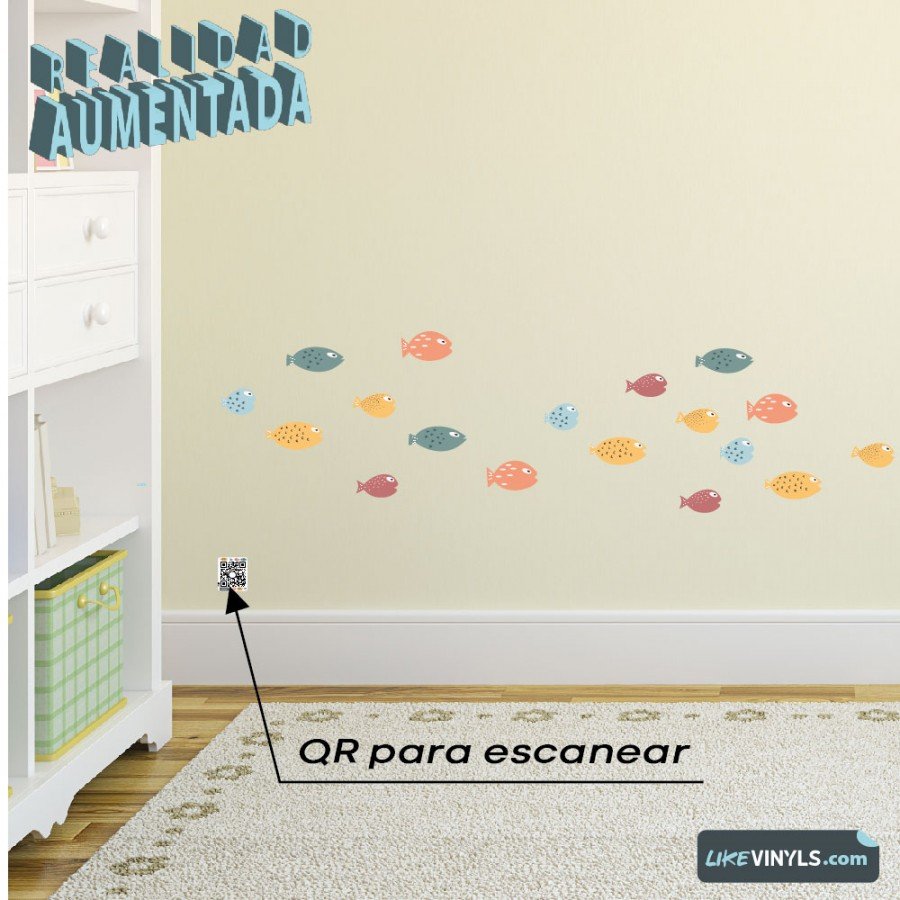 Realidad aumentada con vinilo adhesivo peces
