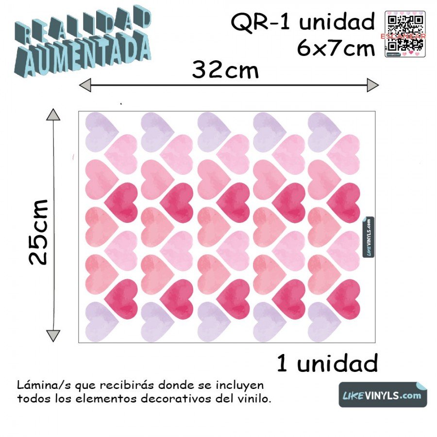 Realidad aumentada con vinilo adhesivo  juego de corazones