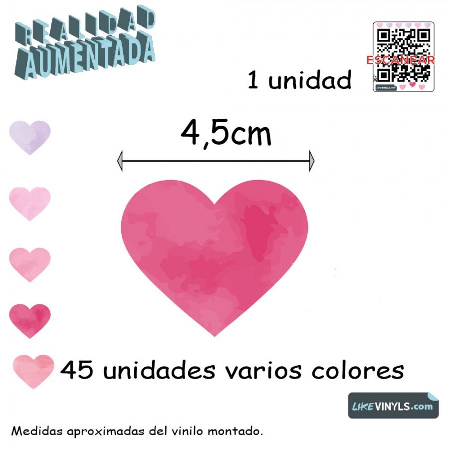Realidad aumentada con vinilo adhesivo  juego de corazones