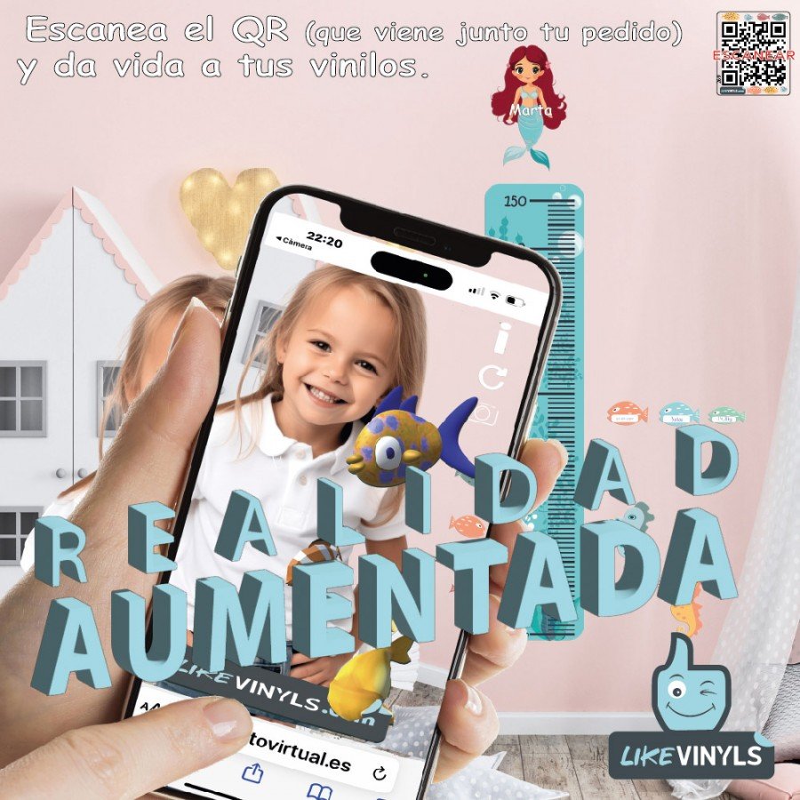 Medidor de vinilo adhesivo con realidad aumentada fondo del mar