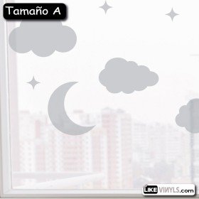 Vinilo translúcido: luna con nubes