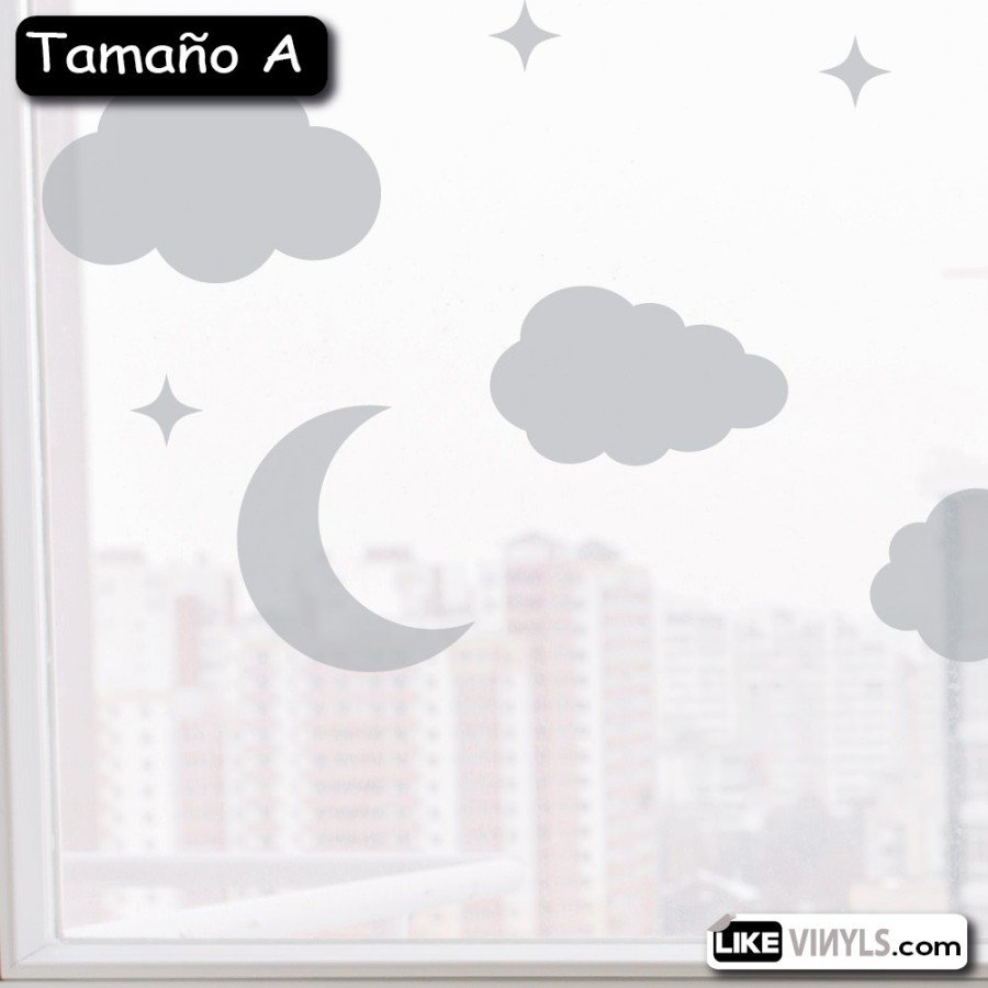 Vinilo translúcido: luna con nubes
