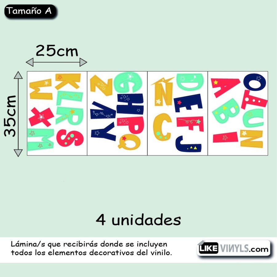 Vinilo abecedario de colores