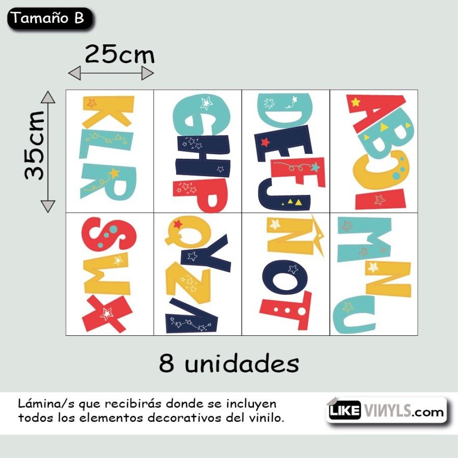 Vinilo abecedario de colores