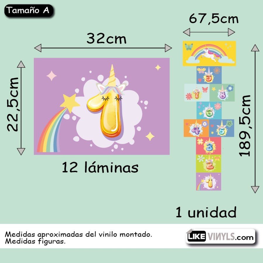 Vinilo rayuela: unicornios