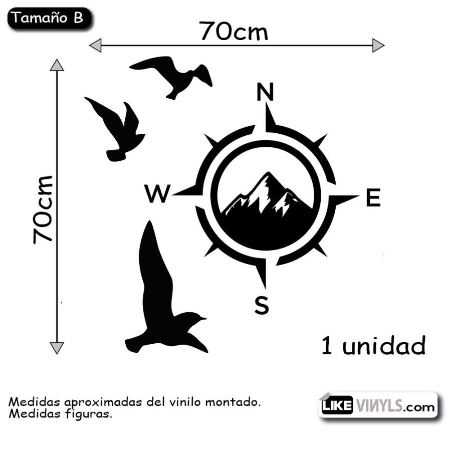 Vinilo para vehículos y caravanas: brújula con pájaros