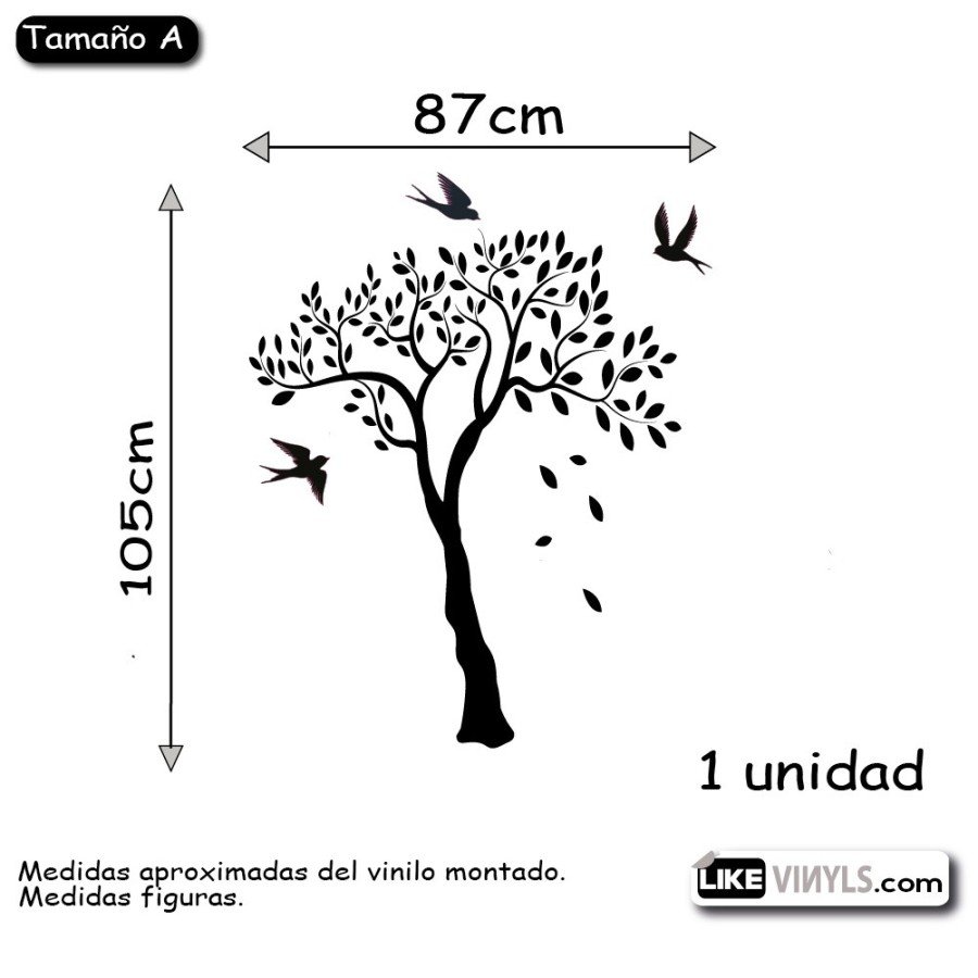 Vinilo árbol con pájaros 1