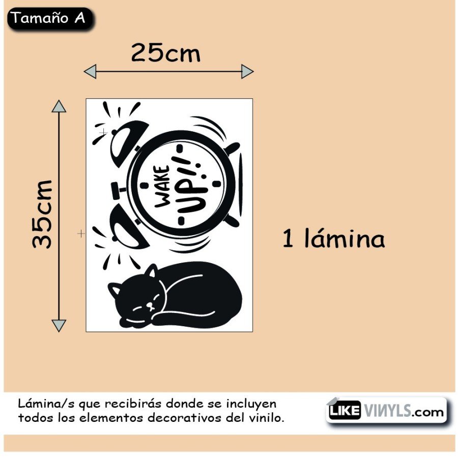 Vinilo despertador con gato