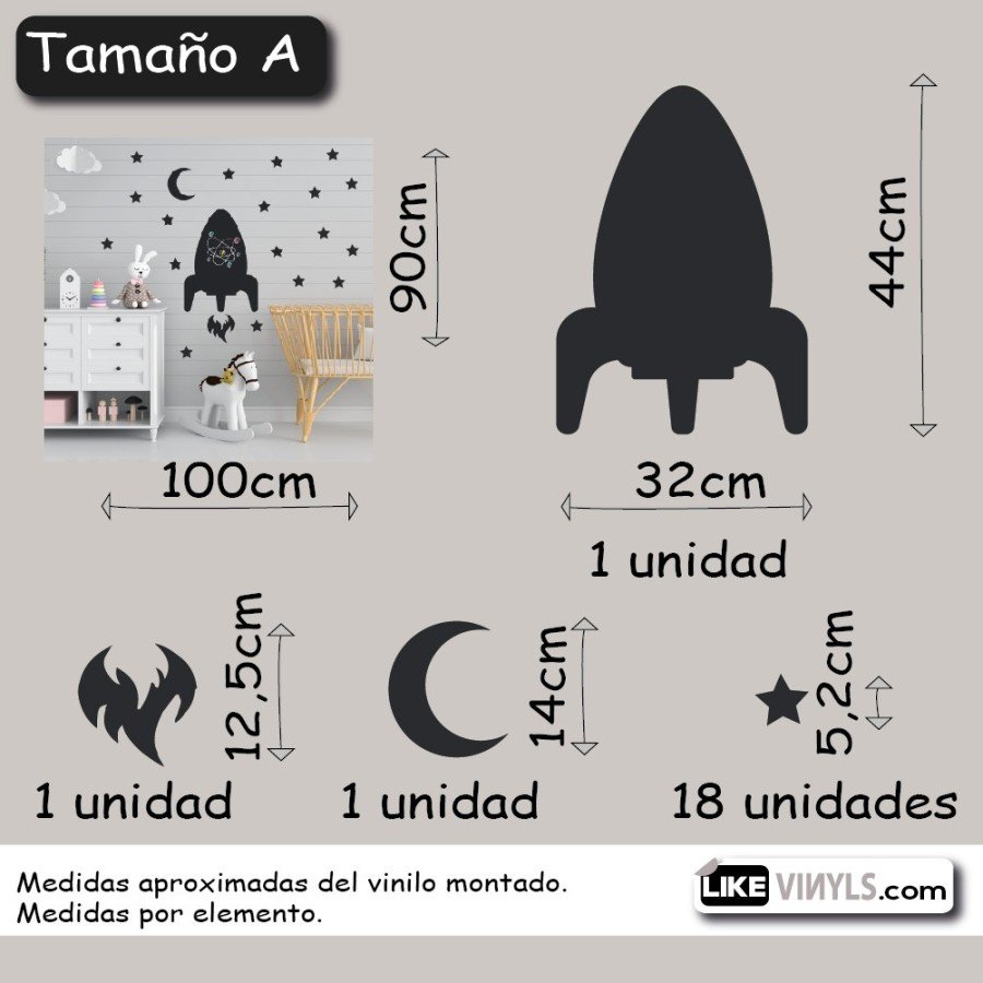 Vinilo pizarra negra: cohete
