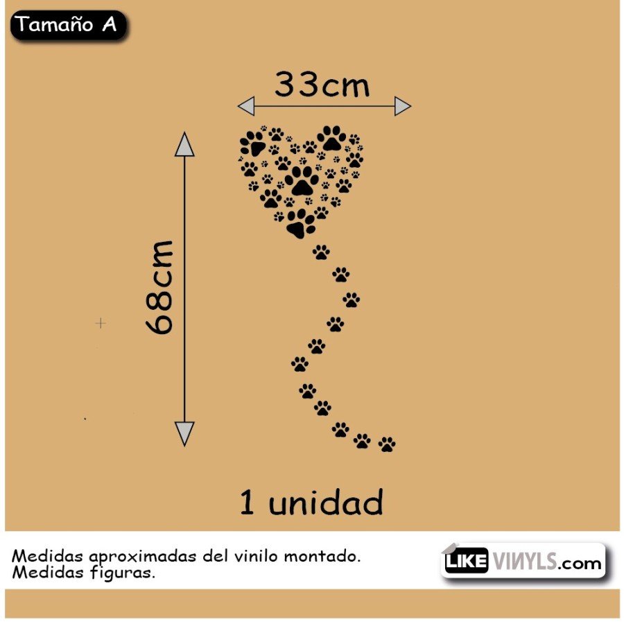 Vinilo corazón de huellas